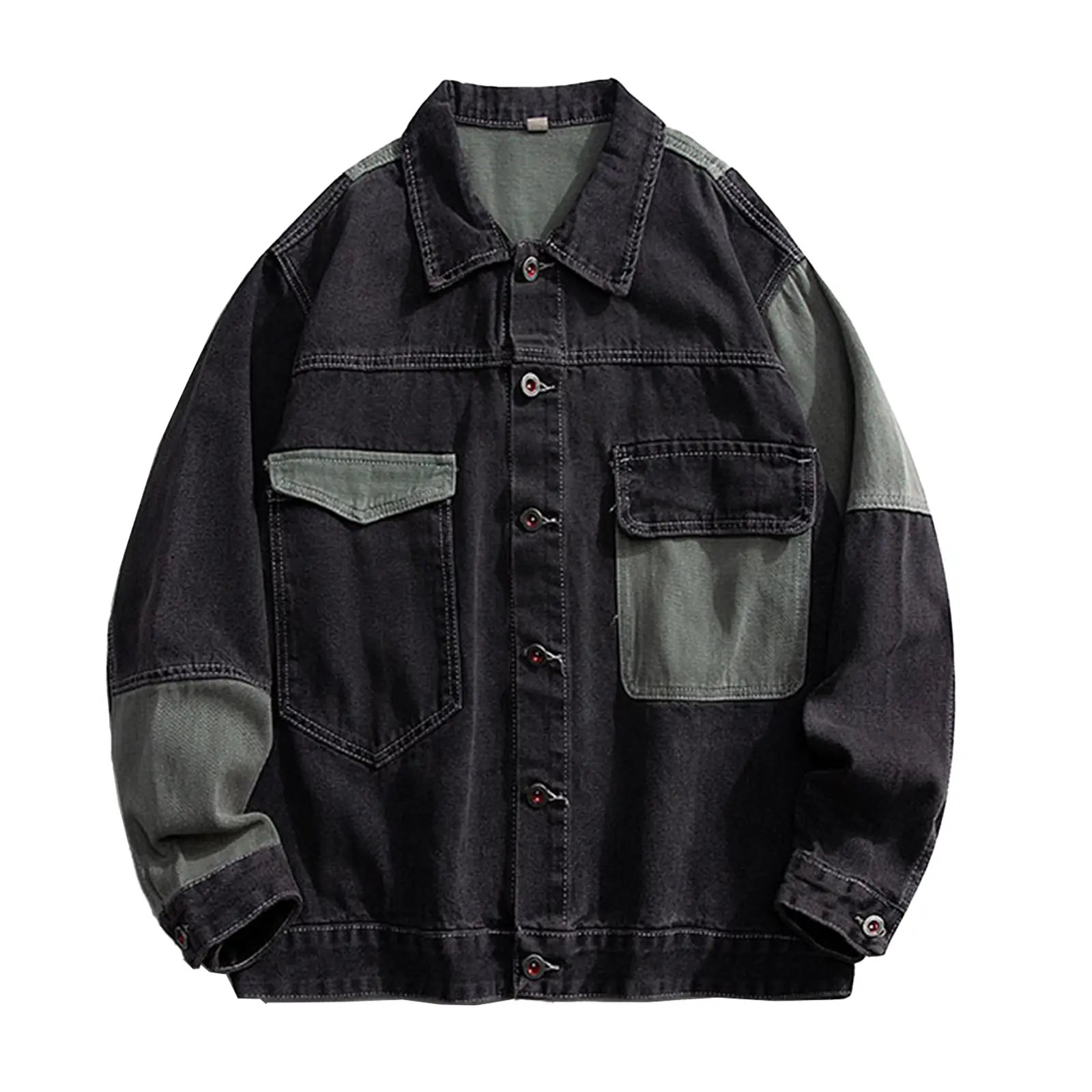 Men's Denim Jacket Oversize Spliced Color Blocking Spring Autumn Jacket Hip Hop Menswear Japanese Style Male Jeans Jacket Cargo Coats