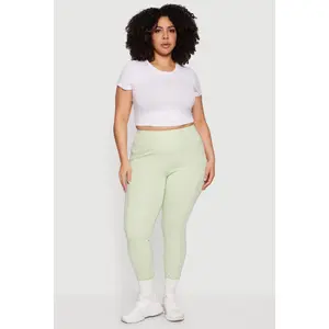 Plus Size Mesh Detail Cell Phone Pocket Leggings