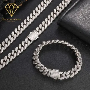 12mm Sterling Silver VVS Cuban Bracelet