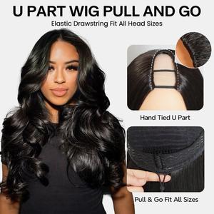 Mscoco Layers Body Wave U Part Human Hair Wig Pull & Go Beginner Friendly 180 250 Density For Black Women Natural Black Color Butterfly Summer Wig Glueless Budget Friendly Summer Wig #DealsForYouDays