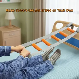 One-piece bed ladder positioning aid with 6 handles - adjustable, portable rope bed ladder lifting assistant - ideal standing assistance device for the elderly, pregnant women, patients, disabled people, long-term bedridden rehabilitation patients,