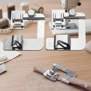 Quick Roll Hemmer Foot Set, 13/19/25mm Rust-Proof Alloy Sewing Attachment. Instant No-Adjustment Install, Multi-Fabric Edge Finishing Tool for Home Sewing Machines. Sewing Supplies Crafts