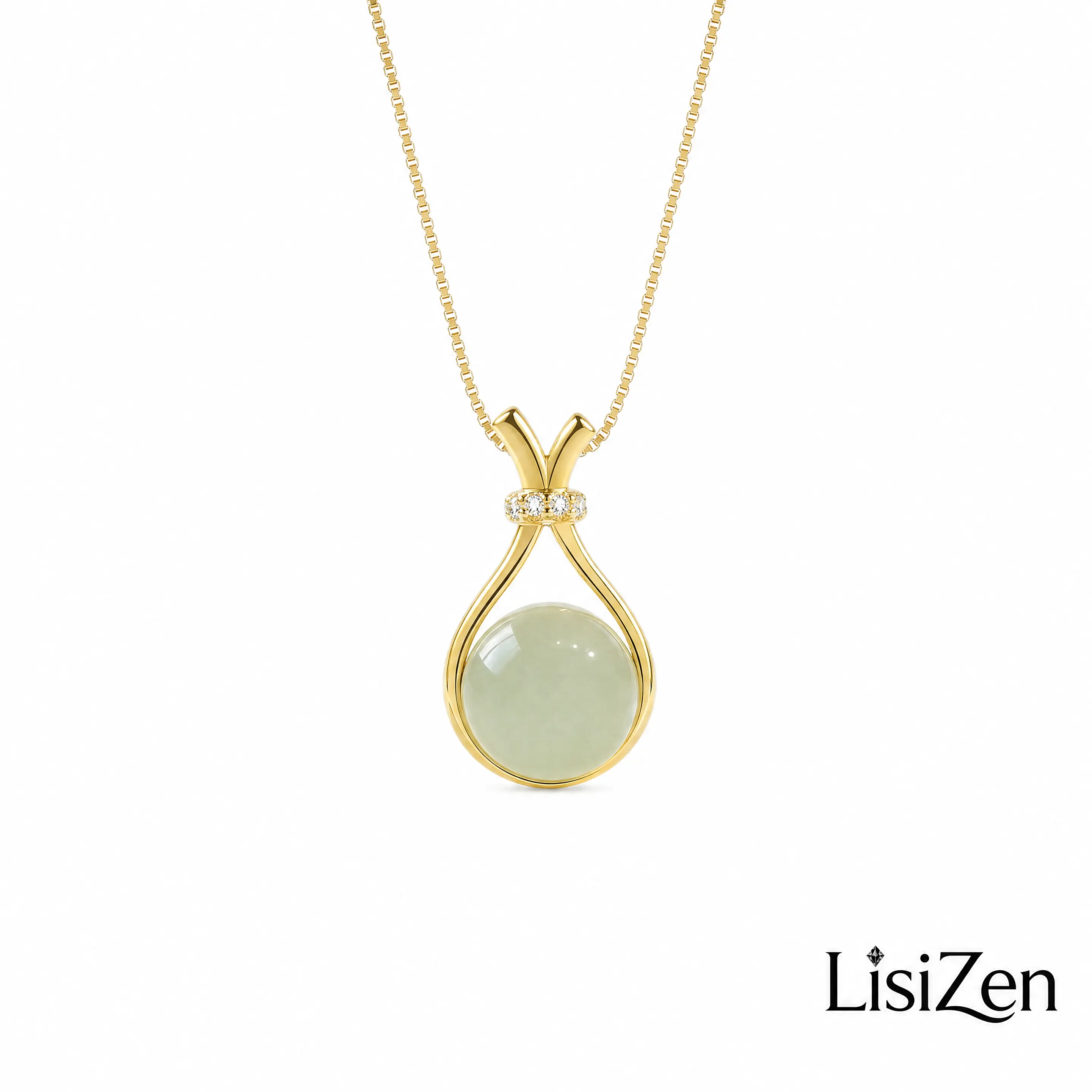 LisiZen Gold Plated Chinese Fortune Bag Pendant Necklace, Minimalist Statement Collarbone Chain for Women DZXL2138