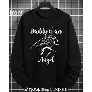 100% Unisex Daddy Of An Angel Long Sleeve Sweatshirt – Pregnancy Loss Miscarriage Gift for Dads