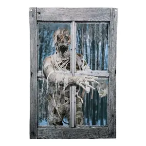 47" Mummy Crashing the Window Printed Curtain Decoration