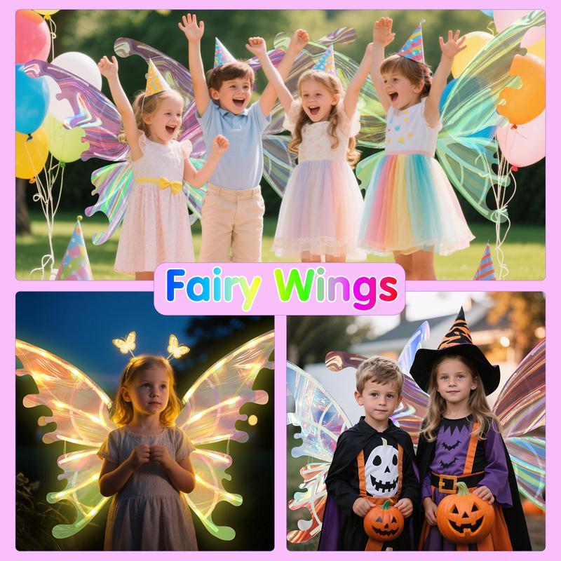 Electric LED Fairy Butterfly Wings with Lights & Music, Light Up Moving Costume Wings for Girls & Women, Multicolor Princess Dress Up Toy for Halloween, Birthday, Christmas, Party, Cosplay & Role Play