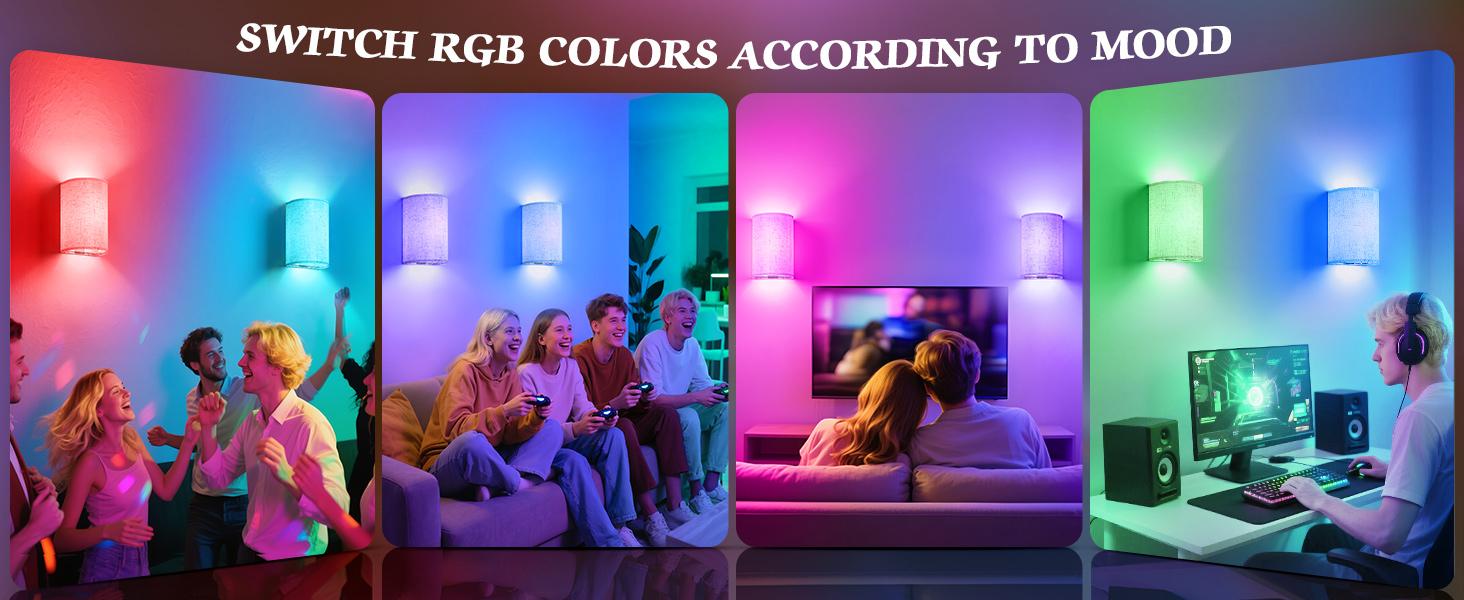 Battery Operated Wall Sconce: Wireless Wall Sconces Set of Two Magnetic Lamp Rechargeable Lights Dimmable with 16 RGB Colors Fabric Linen Shade with Remote Walls Decor for Bedroom Living Room Battery Operated Wall Sconce: Wireless Wall Sconces Set of Two Magnetic Lamp Rechargeable Lights Dimmable with 16 RGB Colors Fabric Linen Shade with Remote Walls Decor for Bedroom Living Room