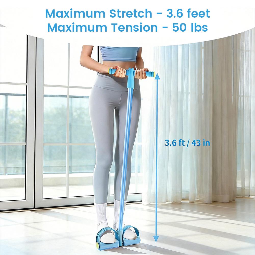 Pedal Resistance Bands with Handles, 6 Tube Fitness Resistance Band, Full Body Workout Equipment for Home Gym, Yoga Exercise Trainer for Abs Arms Legs