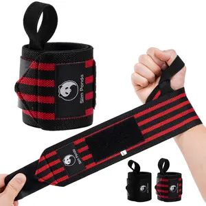 Slim Panda Wrist Wraps, Heavy Duty Thumb Loop Straps for Powerlifting, Strength Training, Wrist Support Strap for Sports, Fitness Workout, Typing, Heavylifting gym cuffs