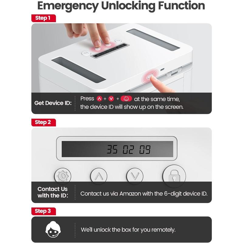 Metal Time Lock Box, Phone Locked box with Timer, Locking Safe Storage, Self-Control Locker with USB C Charge,  Lock,  Timed Release Jail for Phone/iPad Mini/Remote//Snack