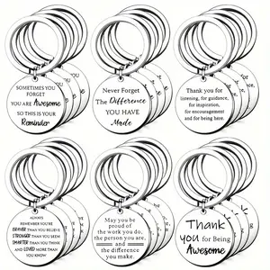 24-Piece Inspirational Keychain Set - Stainless Steel Material, Inspirational Quotes for Teachers, Colleagues, and Students - Perfect Thank You Gift