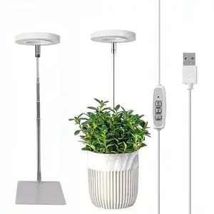 LED Ring Grow Light Full Spectrum Growing Lamp with Auto On/Off Timer Height Adjustable Dimmable Growth Lights for Indoor Plants