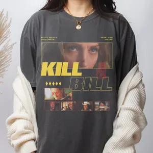 Kill Bill Movie Shirt, Unisex Retro Japanese Action Film Graphic T-Shirt, Quentin Tarantino Movie Streetwear Shirt, Faded Oversized Tee