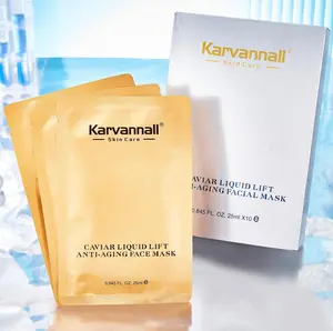 Karvannall Professional's Caviar Liquid Lift Face Mask (10 sheets) | Anti-aging & Skin Repair Facial Mask | Radiant Glow For All Skin Types | 25x10 ml