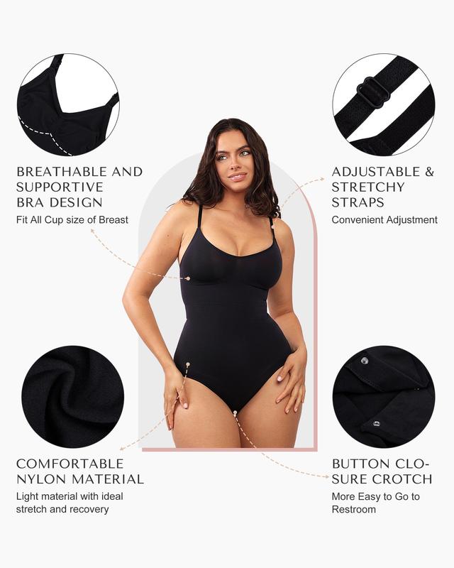 Shapellx Seamless Comfy Body Tummy Control Crotch Hook-and-Eye Closure Design Bodysuit  For Woman Shapewear Womenswear Buy One Get One Free breast Covers