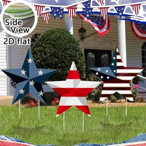 2D Plane 250th Anniversary Decoration, 4th of July Blue Star Flag Stars Plaque, Outdoor Lawn Party Decor, Holiday Yard Sign