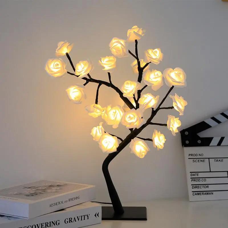 Rose Tree Night Light - USB Powered Desk Lamp for Bedroom/Home, Super Warm Light, Festival Decor & Valentine's Day Gift