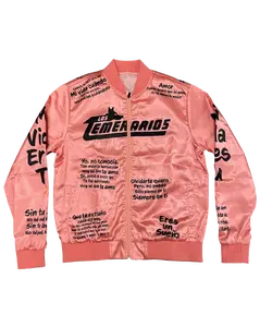 MI VIDA ERES TU OFFICIAL TOUR JACKET PINK with Unique Text Design and Bold Los Temerarios Logo