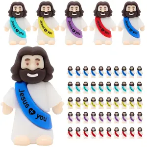 Yelakey Mini Jesus Figures 30/50/100Pcs DecorEaster Egg Stuffers Cute Jesus Ornaments Toys Religious Party Favors, Sunday School Baptism Gift Easter Egg Stuffers Home Office Decoration ,OutdoorFun Decor Multicolor