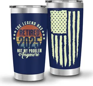 The Legend Has Retired 2025 Navy Tumbler, Funny Retirement Cups for Men – Best Retired Gifts for Him, Husband, Boss, Coworker – Cool Christmas Retirement Presents – Not My Problem Anymore 20 OZ Stainless Steel Tumbler