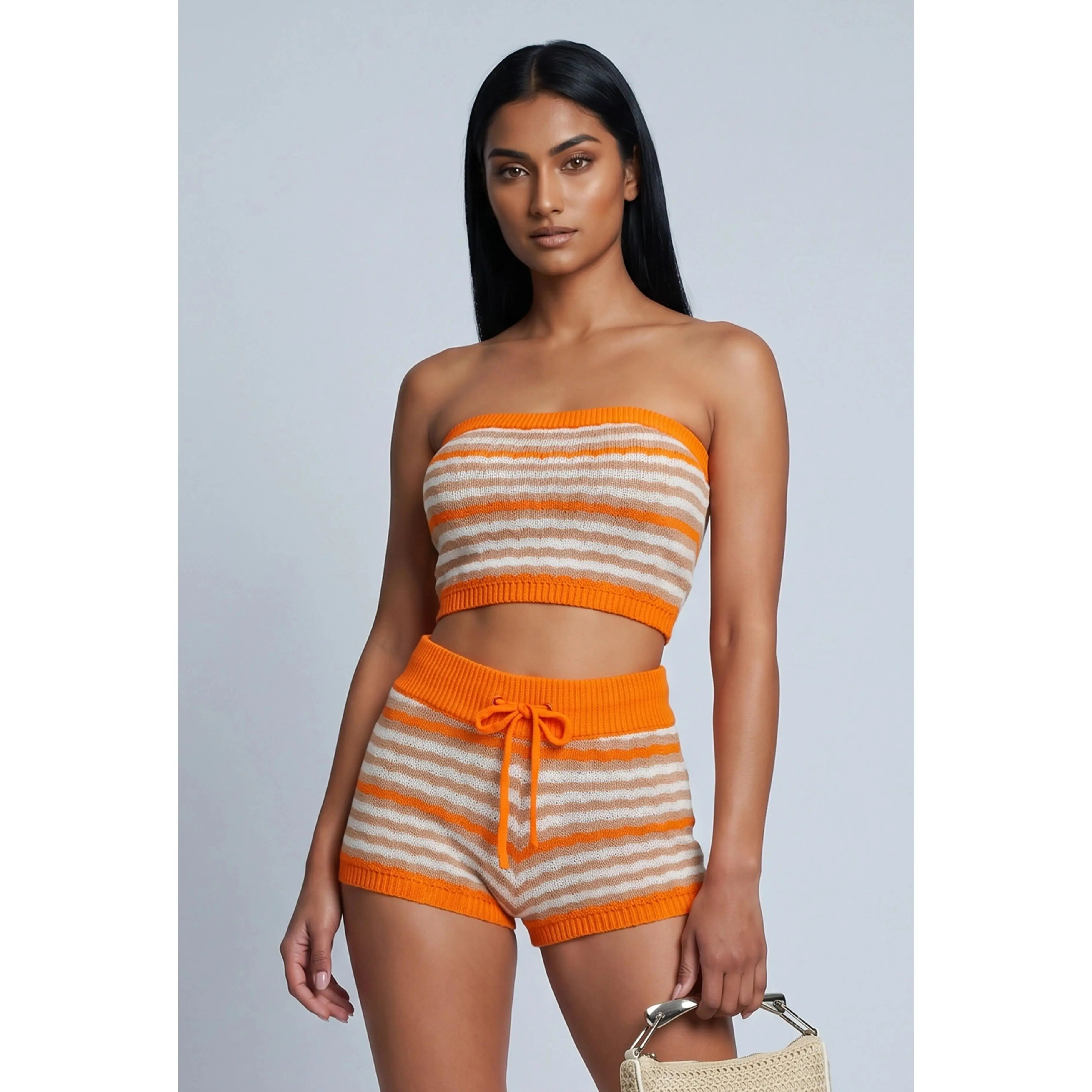 Striped Knit Bandeau Top