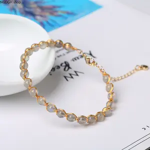 Natural Moonstone Wire Wrapped Bracelet | 14K Gold Filled Wired Bracelets | 5MM Beads Boho Style Jewelry, Gifts for her, Natural Healing Stone, Perfect as a Meaningful Gift for Crystal Lovers