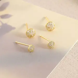 Zircon inlaid multi-pattern spherical heart crown fishtail earrings for girls daily jewelry gifts