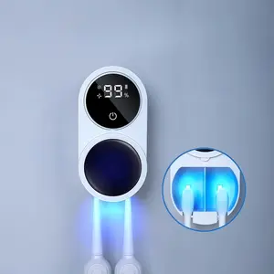 Wall-mounted USB rechargeable self-portable intelligent ultraviolet toothbrush disinfection kit device stand ultraviolet toothbrush disinfection double-person toothbrush disinfector UV Toothbrush Holder Bathroom Accessory