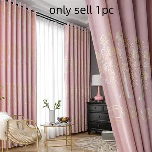 1pc French Luxury Embossed Light Blocking Home Decoration Window Curtain, Flowers & Leaves, Suitable for Living Room, Master Bedroom, Study, Multiple Colors Available