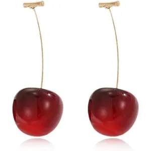 Cherry Earrings for Women Fun Fruit Drop Dangle Earrings Cute 3D Red Jewelry Unique Fruit Charm Jewelry for Women
