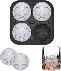 Soccer Ball Ice Cube Tray  3D Silicone Large Ice Ball Maker with Funnel | Perfect Gift for Men & Whiskey Lovers | Fun Ice Mold for Cocktails, Bourbon & Parties | Game Day Essentials!