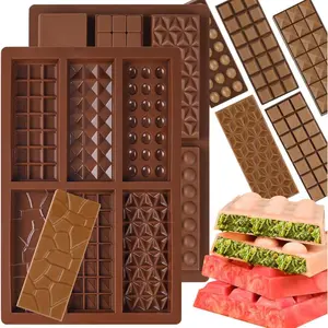 Chocolate Bar Mold, 2 Pack Deep Silicone Molds, Non-Stick Chocolate Molds for Stuffed Pistachio Knafeh Bars, Energy Protein, Homemade Candy Snacks, 6 Cavities Mold