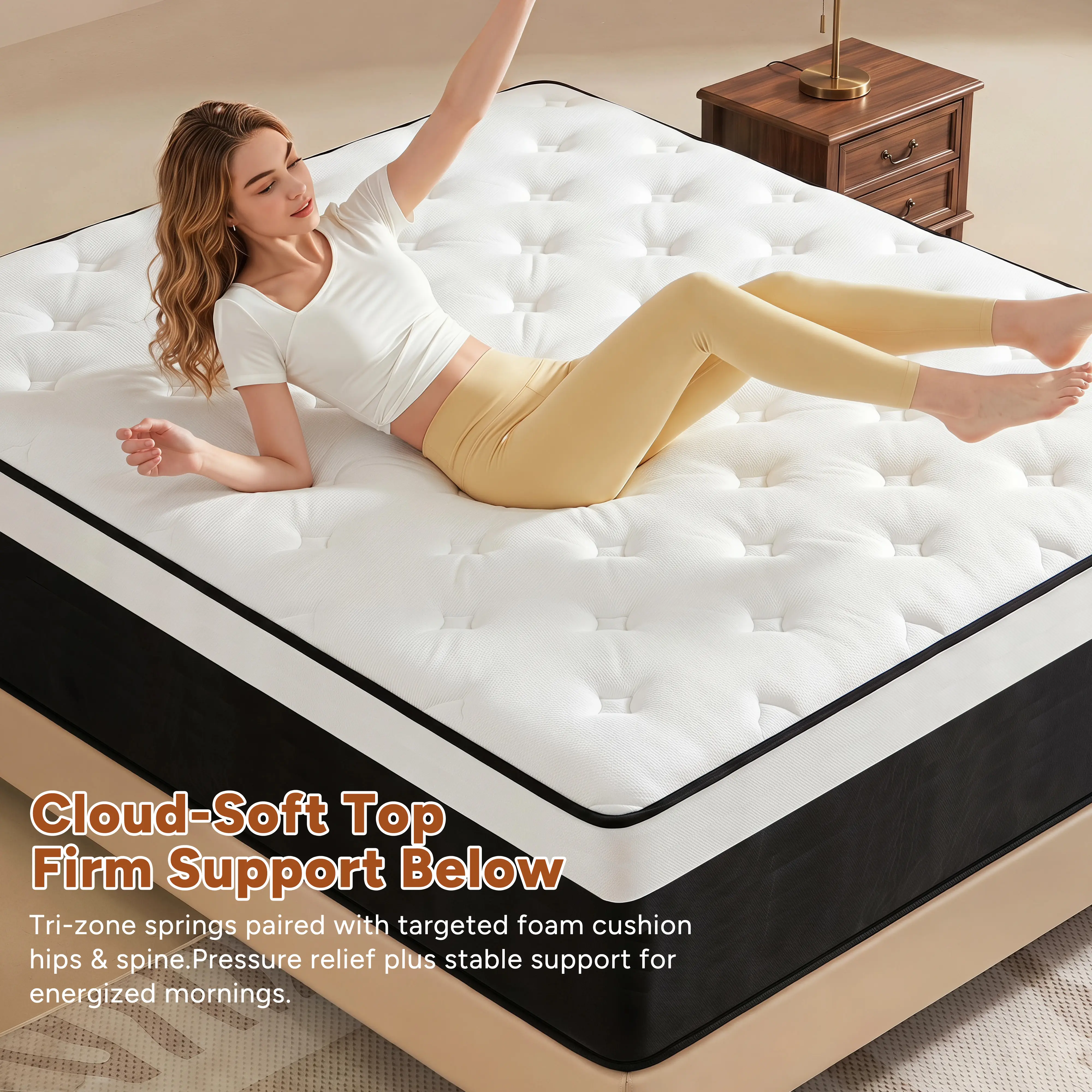 12/14 Inch Firm Hybrid Queen Size Mattress in a Box, Strong Edge Support, Motion Isolation, with 7-Zones Pocket Springs, Fiberglass-Free, Pressure Relief, CertiPUR-US