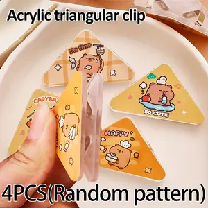 Cute Water Buffalo Triangle Clips, Dual-Sided Note Clips, Cartoon Acrylic Multi-Functional Clips for Snacks, Paper, Gifts, Christmas & Halloween Decorations