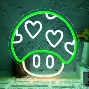 Heart Mushroom Neon Sign, Aesthetic Room Decor, Holiday Color Lights, Led Neon Lights, Bedroom Bar Unique Home Decoration, Wall Mounted, Neon Accent Lights, Mood Decorative Lights