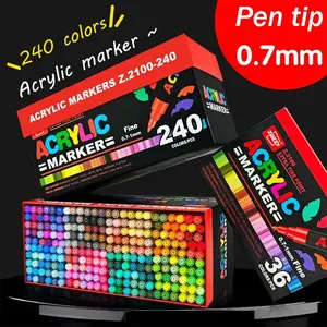 Guangna 36/60/84 color thin head press type water-based acrylic marker set, Art Marker Set, Acrylic paint pens, ink stable lines, full color, suitable for students to draw, hand account hook line and creative graffiti multi-scene use