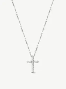 "Cross of Radiance" Prong Setting Lab Grown Diamond Pendant Necklace