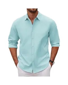 COOFANDY Men's Shirts Long Sleeve Button Down Shirts Casual Untucked Dress Shirt Summer Beach Wedding Shirts