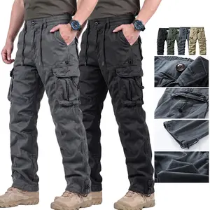 100% Cotton Tactical Cargo Pants – Large Capacity, Multiple Pockets, Highly Practical, Drawstring Waist Design — Suitable for Commuting and Outdoor Activities