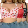 【SohoChic】Mimilemon Women's Plus Size Underwire Unlined Push-Up Bra - Pink Polyester Kiss Print, Casual Everyday Bras for Women, Lifted Fit, BlackFriday Pick, Do Not Dry Clean