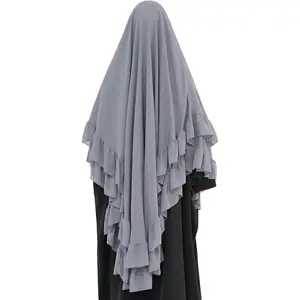 Women's Hijab Chiffon Hijab for Women Muslim 2 Layers Ruffle Lightweight Large Hijab