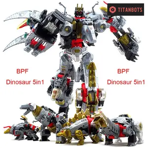 Dinosaur Robot Toy Set - 5-in-1 Deformation Grimlock, Swoop, Sludge, Slag, Snarl - 6 inches