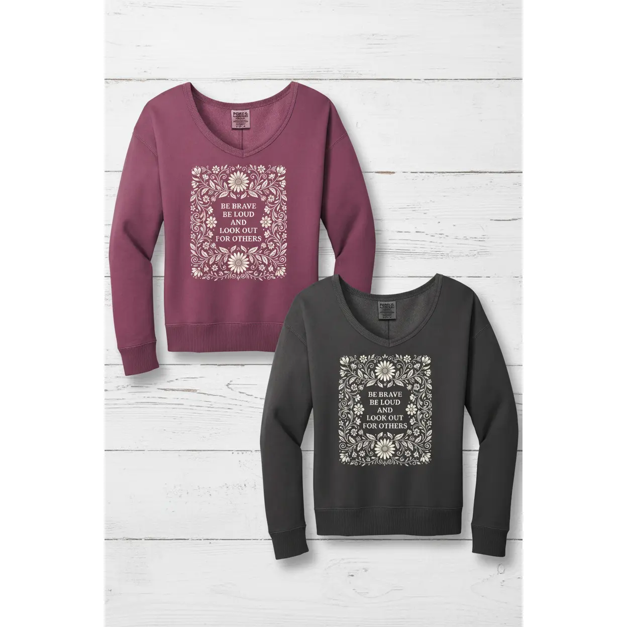 MTO Look Out for Others Women's Beach Wash Garment-Dyed V-Neck Sweatshirt