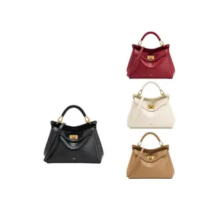 2026 new women's bag lock casual commuter bag soft leather small square bag high sense light luxury fashion shoulder messenger bag