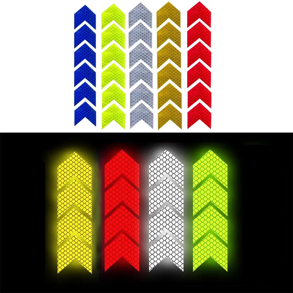 12 Pcs/Set Reflective Sign Tape Warning Safety Sticker for Car Bumper Trunk Reflector Hazard Tape Motorcycle Accessories