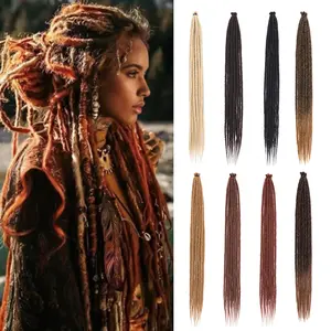 Dreadlock  Braiding Extensions Chocolate Brown Synthetic Hippie Single Ended Dreads Ombre Loc Extensions Reggae Style 0.6cm Width Crochet Hair for Girls(10 Strands) 30inch