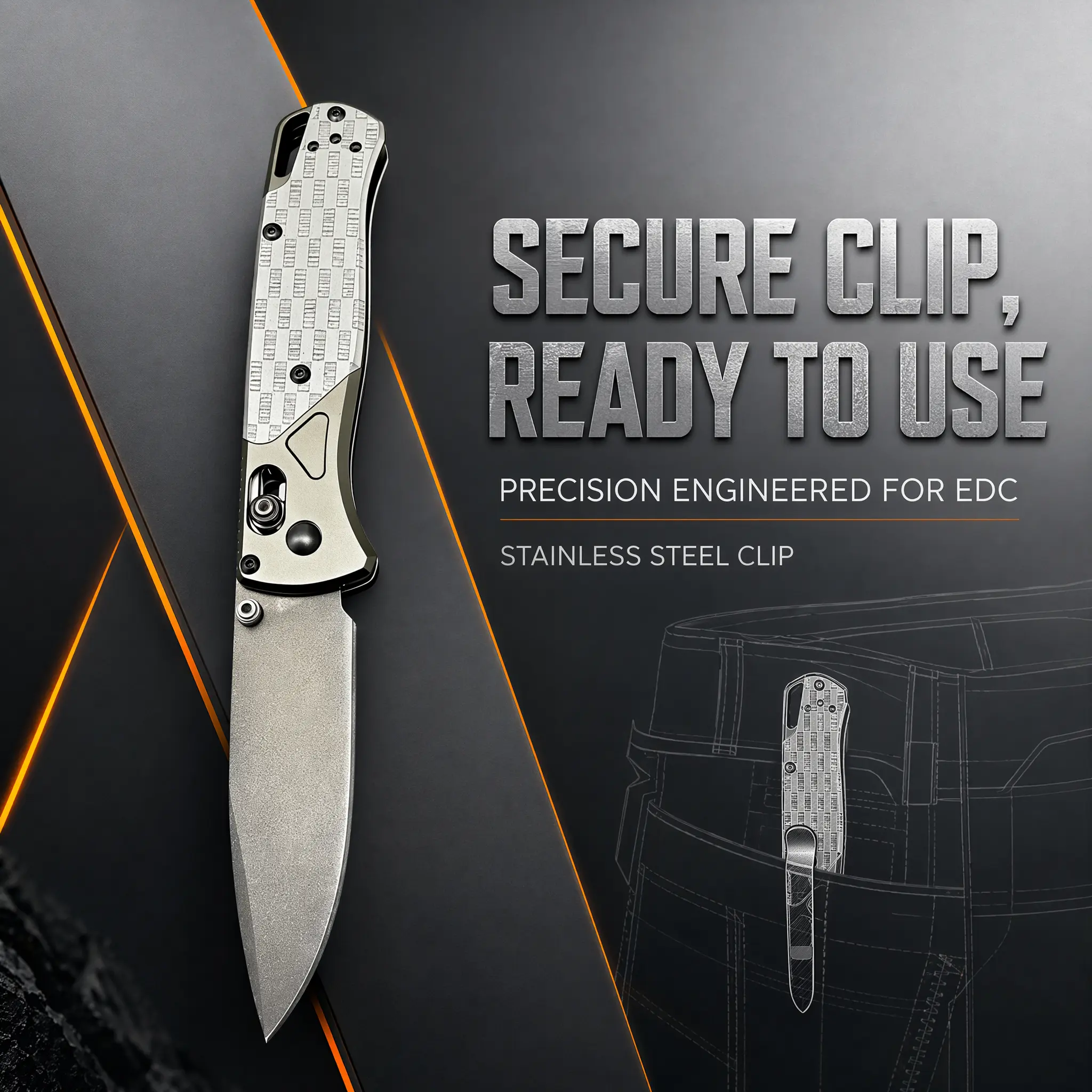 Men's EDC pocket knife, exquisite 535 folding knife, high-strength carbon fiber handle, practical folding tool knife for outdoor camping and picnics portable hand defense solid wood lightweight aluminum Survival non-slip nylon gold pruning titanium alloy