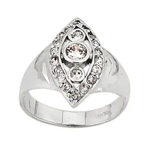 14K White Gold CZ Navette Ring