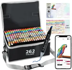 KIDGENIUS 120/168/262 Vibrant Colors Dual-Tip Alcohol Markers, Professional Art Marker Set with Brown & Skin Tone Shades, Durable for Fine Details & Full-Page Coloring, Premium Easter Gift for Kids, Students and Adult Artists