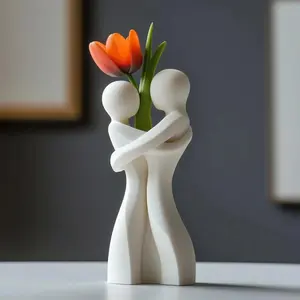 Sculptural Vase Modern Love Symbol Home Decor 9.5-Inch Centerpiece Valentine Ceramic Organic Shape